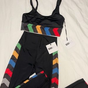 NWT Beach Riot striped leggings and bra size medium